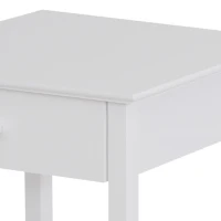 HOMCOM White Bedside Table, Wooden Side Table, Nightstand, Bedside Cabinet with Drawer and Storage Shelf for Bedroom and Living Room(m-8)