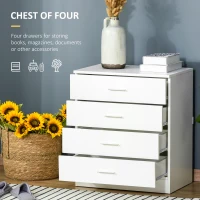 HOMCOM Chest of Drawers, 4 Drawers Storage Cabinet with Metal Rails, Anti-Tip for Playroom, Nursery Room, Hallway, etc(m-4)