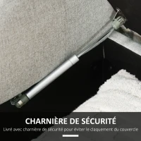 HOMCOM Banc banquette coffre 2 en 1 en tissu aspect lin avec pieds en bois 146,5 x 49 x 72 cm gris(m-7)