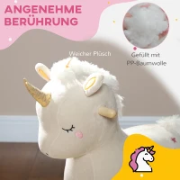 AIYAPLAY Schaukelpferd im Einhorn-Design, mit Soundeffekten, weicher Sitz, für Kinder im Alter von 2-4 Jahren, Weiß(m-7)