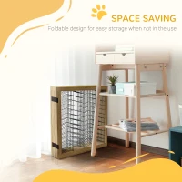 PawHut 6 Panels Pet Gate, Wooden Foldable Dog Barrier w/ Two Support Feet, for Small, Medium Dogs - Natural Wood(m-5)