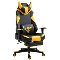 Vinsetto High-Back Gaming Chair Swivel Home Office Computer Racing Gamer Desk Chair Faux Leather with Footrest, Wheels, Black Yellow(m-11)