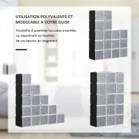 HOMCOM Garde robe armoire à vêtements L 111 x l 47 x H 183 cm modulable 15 cubes noir et blanc(m-6)