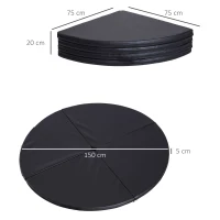 HOMCOM Tapis de pole dance pliable pole dance mat  Ø 150 cm épaisseur 5 cm revêtement plastique noir(m-3)