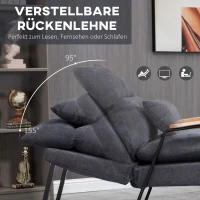 HOMCOM Sessel mit Ottomane, inkl. Kissen, 68 cm x 91,5 cm x 88 cm, Grau(m-4)