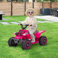 AIYAPLAY 6V Electric Quad Bike for Kids, Ride On ATV w/ Forward/Reverse, Headlights, for Ages 18-36 Months, Pink(m-10)