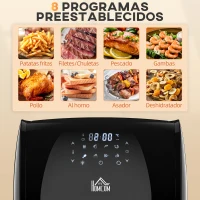 HOMCOM Freidora sin Aceite 3 en 1 12L 1800W Horno de Aire Deshidratador con 8 Programas Pantalla Digital 35x33,5x40 cm Negro(m-8)