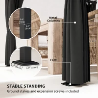 Outsunny 3 x 3 m Retractable Roof Pergola, with Curtains - Dark Grey(m-7)