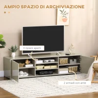 HOMCOM Mobile TV Basso per TV 70" max in MDF Grigio con 3 Ripiani Aperti e 2 Armadietti, 160x39x41.2 cm(m-4)