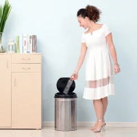 HOMCOM Sensor Mülleimer 30L Automatischer Mülleimer mit Soft-Close-Deckel, Bewegungssensor, Wasserdichter Abfalleimer Müllbehälter Abfallbehälter für Büro, Schlafzimmer, Küchen Schwarz+Silber(m-4)