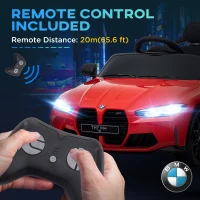 AIYAPLAY 12V BMW Licensed Kids Car, with Easy Transport, Remote Control, Suspension, Music, Horn, LED Lights, Red(m-8)