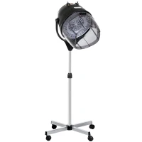 HOMCOM Casco Asciugacapelli 1180W ad Altezza Regolabile con Timer 60 Minuti e Ruote Girevoli, 65x65x115-165 cm, Nero(m-1)