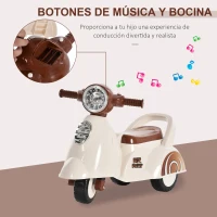 HOMCOM Coche Correpasillos para Bebés Mayores de 1 Año Andador Infantil Función de Luz Música Bocina Experiencia Realista con Espacio de Almacenaje 66x33x47,7cm Blanco(m-5)