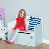 HOMCOM Kindersitzbank mit Stauraum 2-in-1 Truhenbank Spielzeugkiste Aufbewahrungstruhe 3-6 Jahre Kindermöbel Hellblau 60 x 30 x 50 cm(m-2)