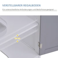 kleankin Waschbeckenunterschrank Badezimmerschrank Waschtischunterschrank mit 2 Türen Regal verstellbar MDF Weiß+Grau 60 x 30 x 60 cm(m-6)