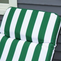 Outsunny 2 Pieces Outdoor Sun Lounger Set with Cushions, Patio Folding 5-Level   Adjustable Backrest Recliner Chairs Set of 2 with High Backrest and Armrests, Green & White(m-8)