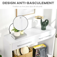 HOMCOM Table console table d'entrée bout de canapé avec étagère et 2 tiroirs style moderne - dim. 101,6I x 28P x 76,2H cm - blanc(m-7)