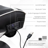 Vinsetto Gamingsessel, Gamingstuhl, integrierte Lautsprecher, neigbare Rücklehne, schwarz+weiß, 69 x 73 x 118cm(m-8)