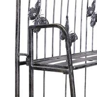 Scaffale Fioriera 3 Ripiani Pieghevole da Giardino Balcone, Metallo, Argento, 44x25x96 cm(m-7)