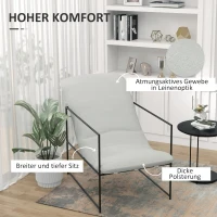 HOMCOM Sessel Relaxsessel, Sessel im Industriedesign, Metallrahmen, 65,5 cm x 106 cm x 94 cm(m-4)