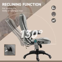 Vinsetto Massage Recliner Chair Heated Office Chair with Six Massage Points Microfiber Cloth 360° Swivel Wheels Grey(m-7)