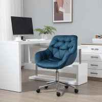 Vinsetto Home Office Chair Velvet Ergonomic Computer Chair Comfy Desk Chair with Adjustable Height, Arm and Back Support, Blue(m-2)