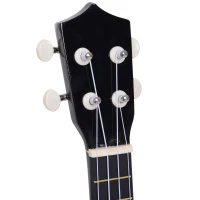 HOMCOM Ukelele Soprano para Principiantes con 4 Cuerdas de Nylon Ajustables Juguete educativo 53x17,5x6,2cm Negro(m-7)