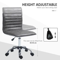 HOMCOM Armless Task Desk Chair, Swivel Office Chair with Microfibre Cloth, Adjustable Seat Height, Chrome Base, Wheels for Home, Grey(m-4)