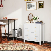 HOMCOM Elegant Chest of Five Drawers - White(m-7)