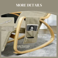 HOMCOM Rocking Lounge Chair Recliner Relaxation Lounging Relaxing Seat with Adjustable Footrest, Side Pocket and Pillow, Khaki(m-6)