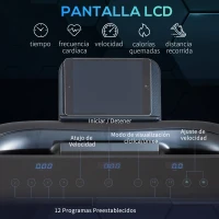 HOMCOM Cinta de Correr y Andar Plegable con 12 Programas Velocidad hasta 14 km/h Pantalla LED Pulsómetro Superficie Grande 122x41 cm y Ruedas de Transporte 153x77x124 cm Negro(m-5)