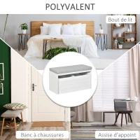 HOMCOM Banc de Rangement avec Coussin Gris - Meuble à Chaussures - Banc à Chaussures avec Grand tiroir Double Compartiment - MDF Blanc(m-6)
