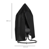 Outsunny Hängesessel Abdeckung Wasserdicht Winddicht Schutzhülle mit Reißverschluss 210D Oxford Abdeckhauben für Hängekorb Schwingsessel Hängestuhl Ø115 x 190H cm Schwarz(m-3)