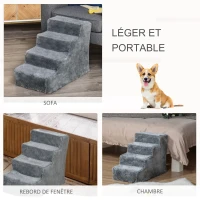 PawHut Escalier pour chien à 4 marches escalier pour chat échelle antidérapante pour animaux de compagnie(m-7)