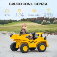 AIYAPLAY Camion Giocattolo Licenza Caterpillar con Telecomando, Fari, Secchio e Pala, 110x70.5x61.5 cm, Giallo(m-4)