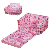 HOMCOM Sillón Infantil 2 Modos de Uso Extensible Ergonómico Funda Lavable Mini Sofá para Niños +12 Meses Asiento Acolchado Esponja 56x42x39 cm Rosa(m-10)