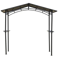 Outsunny Pavillon jardin 2,5 x 1,5 m - abri barbecue - 2 étagères - toit de barbecue - métal noir toit polycarbonate(m-14)