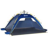 Outsunny Tenda da Spiaggia Pop Up per 2 Persone con Finestre, in Fibra di Vetro e Poliestere, 220x173x120 cm, Blu Giallo(m-10)
