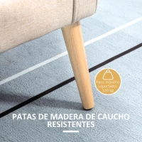 HOMCOM Baúl de Almacenaje Tapizado en Lino con Tapa Abatible y Patas de Madera para Dormitorio Salón 20x45x54 cm Beige(m-5)