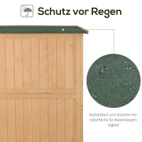 Outsunny Gartenschrank Holz Geräteschuppen Gerätehaus Geräteschrank Pultdach Garten Natur 127,5x50x164cm(m-5)
