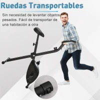 HOMCOM Bicicleta Estática Plegable Bicicleta Magnética Xbike con Resistencia Ajustable Pulsómetro Pantalla LCD Sillín Cómodo Acero(m-7)