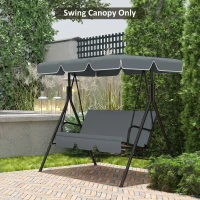 Outsunny Garden Swing Canopy Replacement 2/ 3 Seater Swing Seat Replacement Cover, UV50+ Sun Shade Canopy Only, Dark Grey(m-10)