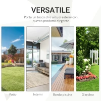Outsunny Divano da Giardino in Rattan Modulabile con Tenda Parasole, Lettino, Poggiapiedi e Cuscini, Crema e Nero(m-7)
