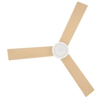 HOMCOM Deckenventilator mit LED-Licht, 2-in-1 Design, mit Timer, Fernbedienung, Deckenlampe mit Ventilator, Weiß+Naturholz(m-8)