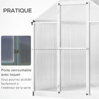 Outsunny Serre de Jardin Aluminium Polycarbonate 4,6 m² dim. 2,42L x 1,9l x 1,95H m Lucarne Porte loquet(m-5)
