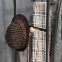 HOMCOM Kleiderständer, 2 Kleiderstangen, Ablage & Haken, Bambus/Stahl, Schwarz(m-8)