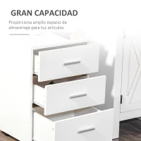 Vinsetto Cajonera Oficina con Cerradura y Ruedas Giratorias 3 Cajones Compacta 40x40x61,5 cm Blanco(m-6)