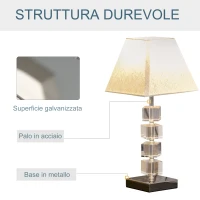 HOMCOM Lampada da Tavolo Moderna con Cristalli Girevoli, Attacco E14, Abat jour da Comodino, Casa e Ufficio(m-6)