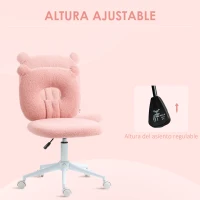 HOMCOM Silla Infantil de Borreguito con Asiento Ajustable en Altura y Respaldo en Forma de Oso Carga 120 kg Rosa(m-4)