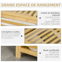 HOMCOM Panier à linge sale en bambou avec sac en polyester et coton amovible et couvercle - dim. 50L x 36l x 60H cm naturel(m-6)